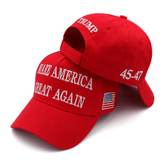 45 47 MAGA Make America Great Again Red Flag Caps Trump 2024