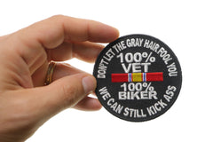 100 Percent Vet 100 Percent Biker We Can Still Kick Ass Patch - 3x3 inch