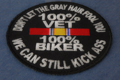 100 Percent Vet 100 Percent Biker We Can Still Kick Ass Patch - 3x3 inch