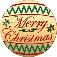 Merry Christmas Yellow Metal Circular Sign