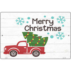 Merry Christmas Truck and Tree Metal Parking Sign