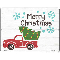 Merry Christmas Truck and Tree Metal Parking Sign