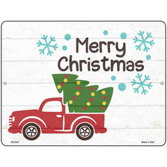 Merry Christmas Truck and Tree Metal Parking Sign