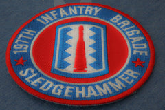 197th Infantry Brigade Iron on Patch Sledgehammer - 3x3 inch