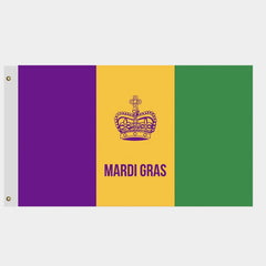 Mardi Gras Flag with crown Krewe Rex - Made in USA