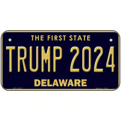 Trump 2024 Delaware Metal License Plate