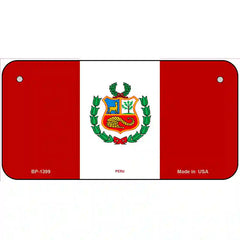 Peru Flag Metal License Plate 6" x 3" (BP)