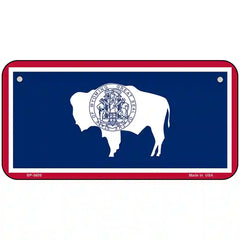 Wyoming State Flag Metal License Plate 6" x 3" (BP)