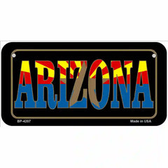 Arizona Inlayed State Flag Metal License Plate 6" x 3" (BP)