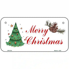 Merry Christmas Tree Metal Novelty License Plate 6" x 3" (BP)