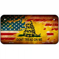 Dont Tread On Me US Flag Novelty Metal License Plate 6" x 3" (BP)