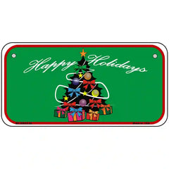 Happy Holidays Christmas Tree Metal Novelty License Plate 6" x 3" (BP)