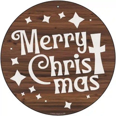 Merry Christmas with Cross Novelty Metal Circle Sign 12" (C)