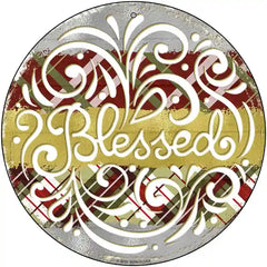 Blessed Christmas Novelty Metal Circle Sign 12" (C)