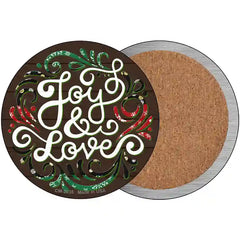 Joy and Love Christmas Novelty Metal Circle Sign 3.5" (CC)