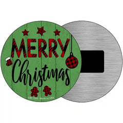 Merry Christmas Plaid Green Novelty Metal Circular Sign 3.5" (CM)