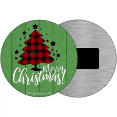 Merry Christmas With Tree Novelty Metal Circular Sign 3.5" (CM)