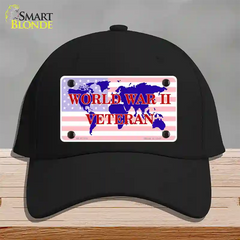 WW II Veteran Novelty License Plate Hat Cotton / Black