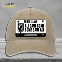 Rhode Island POW MIA Some Gave All Novelty License Plate Hat Unconstructed Cotton / Khaki