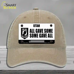 Utah POW MIA Some Gave All Novelty License Plate Hat Unconstructed Cotton / Khaki