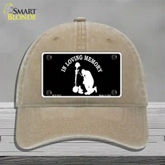 In Loving Memory Kneeling Novelty License Plate Hat Unconstructed Cotton / Khaki