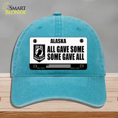 Alaska POW MIA Some Gave All Novelty License Plate Hat Unconstructed Cotton / Lake Blue