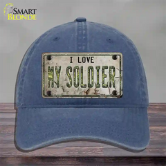 I Love My Solider Novelty License Plate Hat Unconstructed Cotton / Navy