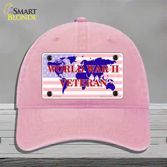 WW II Veteran Novelty License Plate Hat Unconstructed Cotton / Pink