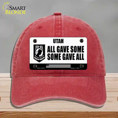 Utah POW MIA Some Gave All Novelty License Plate Hat Unconstructed Cotton / Red