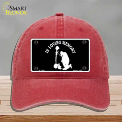 In Loving Memory Kneeling Novelty License Plate Hat Unconstructed Cotton / Red