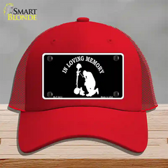 In Loving Memory Kneeling Novelty License Plate Hat Mesh / Red