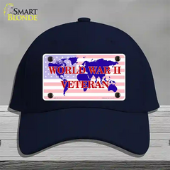 WW II Veteran Novelty License Plate Hat Cotton / Navy