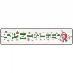 Merry Christmas White Novelty Metal Street Sign 18" x 4" (K)