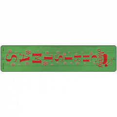 Merry Christmas Green Novelty Metal Street Sign 18" x 4" (K)