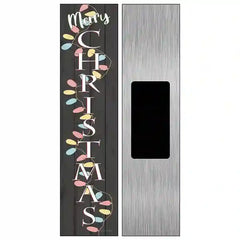 Merry Christmas Lights Black Novelty Metal Street Sign 6" x 1.5" (KM)