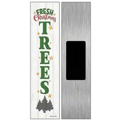 Fresh Christmas Trees White Novelty Metal Street Sign 6" x 1.5" (KM)