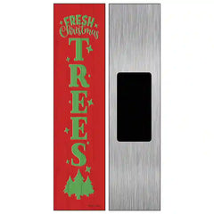 Fresh Christmas Trees Red Novelty Metal Street Sign 6" x 1.5" (KM)