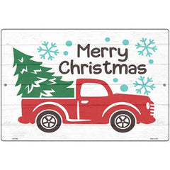 Merry Christmas Truck Novelty Metal Parking Sign 12" x 18" (LGP)