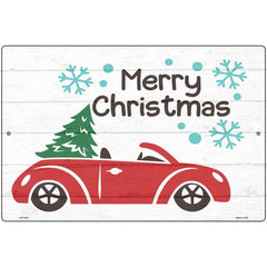 Merry Christmas Car Hauling Tree Novelty Metal Parking Sign 12" x 18" (LGP)