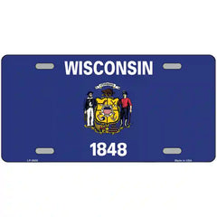 Wisconsin State Flag Metal License Plate 24" x 12" (LLP)