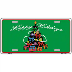 Happy Holidays Christmas Tree Metal Novelty License Plate 24" x 12" (LLP)