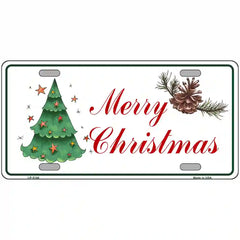 Merry Christmas Tree Metal Novelty License Plate 12" x 6" (LP)