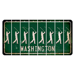 Washington Green Cut License Plate Strips (Set of 8) Male Golfer