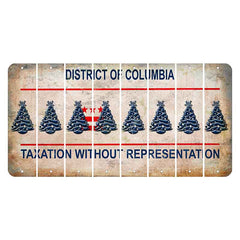 Washington DC District of Columbia Cut License Plate Strips (Set of 8) Christmas Tree