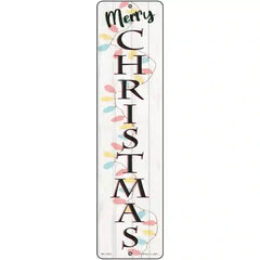 Merry Christmas Lights White Novelty Metal Street Sign 12" x 3" (MK)