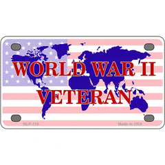 WW II Veteran Novelty Metal License Plate 4" x 2.2" (MLP)