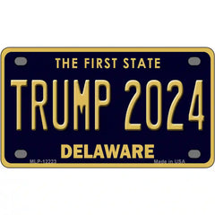 Trump 2024 Delaware Metal License Plate