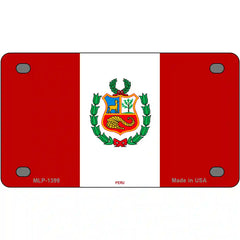 Peru Flag Metal License Plate 4" x 2.2" (MLP)