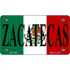 Zacatecas on Mexico Flag Metal Novelty License Plate 4" x 2.2" (MLP)