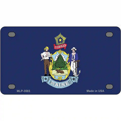 Maine State Flag Metal License Plate 4" x 2.2" (MLP)